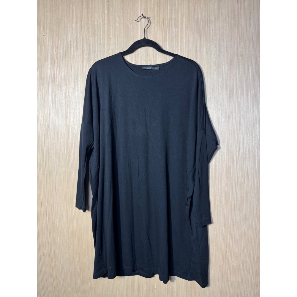 Bryn Walker Womens XXS Black Modal Blend Oversized Long Sleeve Tunic Dress USA